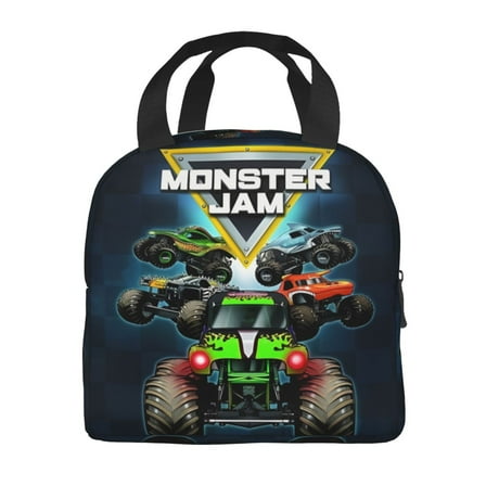 Lunch Bags For School Work Trips, Monster Truck Jam Reusable Insulated Lunch Bag, Leakproof Tote Bag For Picnic, Beach, Leakproof Cooler Bag 8*5*8.5inch