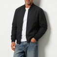 thumbnail image 5 of HOMADLES Men's Premium Stand Collar Jacket Business Casual Zip Up Jacket Lightweight Spring/Fall Coat for Office Black Size 5XL, 5 of 5
