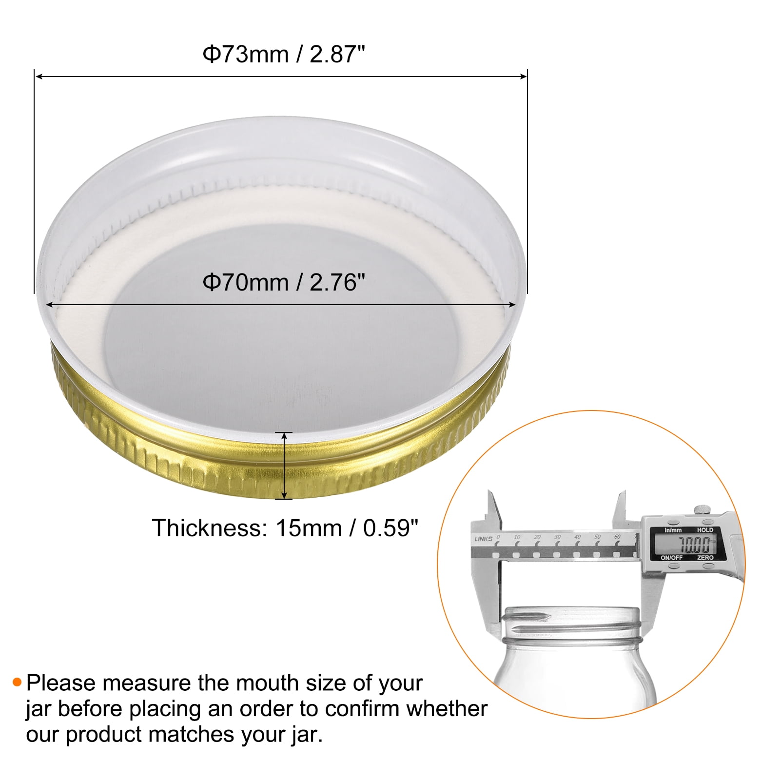 Unique Bargains Mason Jar Lids Tinplate Canning Wide Mouth Leak Proof Jars Gold