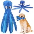 thumbnail image 1 of Squeaky Dog Interactive Play Toy,No Stuffing Octopus Dog Chew Toy with Crinkle Paper for Medium and Large Dog Playing (Blue), 1 of 5