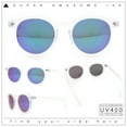 thumbnail image 2 of Retro Iconic Color Mirror Round Horn Rim Hipster Plastic Sunglasses Frost - Teal Mirror, 2 of 8