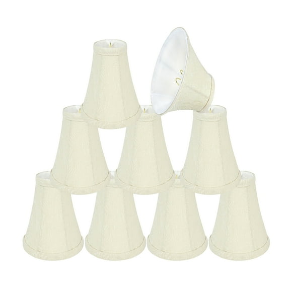 Aspen Creative 30076-9 Small Bell Shape Chandelier Clip-On Lamp Shade Set (9 Pack), Transitional Design in Beige, 6" bottom width (3" x 6" x 5")