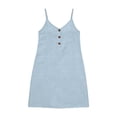 thumbnail image 5 of Guluxicc Women Summer Sleeveless Casual Sundress Loose Fit V Neck Button Front Short Dresses Spaghetti Strap Beach Mini Dress, 5 of 8