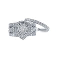 thumbnail image 3 of FB Jewels 14kt White Gold Round Diamond Pear Cluster Bridal Wedding Ring Band Set 3 Cttw Size 6, 3 of 3