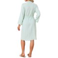 thumbnail image 3 of INSPIRE CHIC Cotton Robes for Women Long Sleeve V-Neck Loungewear Soft Spa Long Bathrobe with Pockets S Green, 3 of 6
