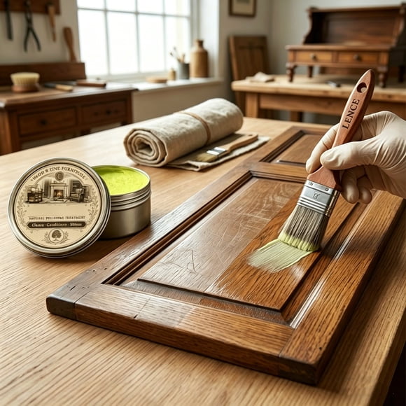Natural Wood Furniture Polish Balm, Cleans Conditions and Shines, Water-Repellent Protection for Wood Floors Cabinets and Leather, Wax-Based, 1 Pack