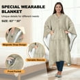 thumbnail image 3 of Catalonia Fleece Wearable Throws Blanket Poncho for Adult Women Men, Warm, No Sleeves, Camel, 3 of 7