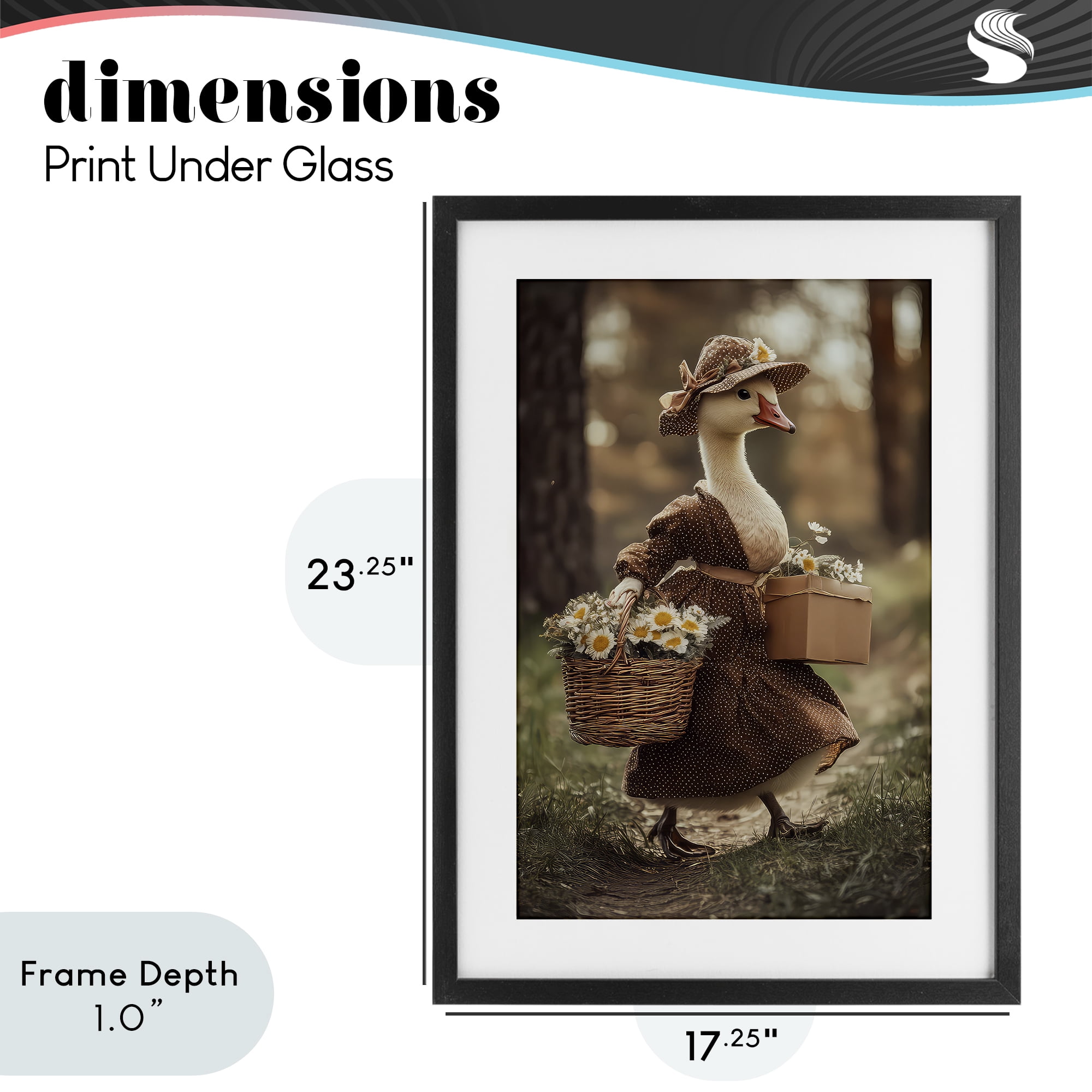 Stupell Industries Mother Goose with Flowers Black Framed Print Under Glass, design by The Wands Want