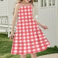 thumbnail image 4 of FamilyThread Girls Casual Plaid Sleeveless Dresses Spaghetti Strap Summer Swing Twirly Sundress A-Line Dress For 4-14Y, 4 of 7