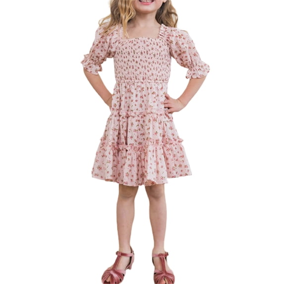 Arvbitana Family Matching Dresses Short Sleeves Floral Print Swing Dress/ Rompers Mother Daughter Summer Clothes Hawaiian Holiday Sundress