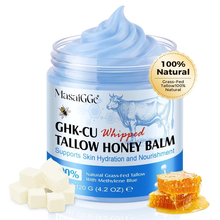 ghk-cu whipped tallow honey balm MasaiGGe GHK-Cu Whipped Tallow Honey Balm with Grass-Fed Beef Tallow Skin  Moisturizer, 120g