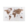 thumbnail image 1 of Benjara BM230562 World Map Printed Rectangular Wall Decor, White & Brown, 1 of 5