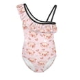 thumbnail image 4 of Uorisanigo Girls Swimsuit One Piece Cute Pig Swimwear Bathing Suit Ruffle One Shoulder Summer Vacation Beach Swimming Suit, Size 3-4, 4 of 7
