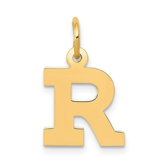 14k Small Block Initial R Charm in 14k Yellow Gold
