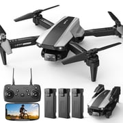 Wefone H30 Foldable Drone with Camera, Lightweight, User-Friendly, 360° Flips, Altitude Hold, Optical Flow Positioning, 3 Batteries, Black