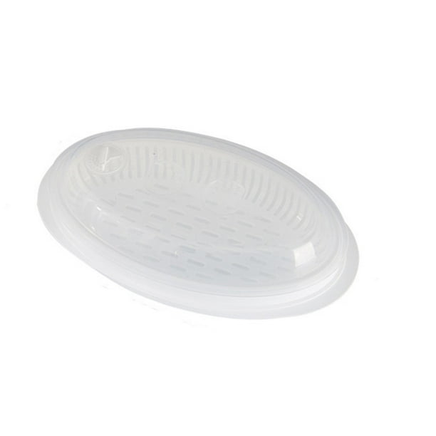 Vaporera de pescado para microondas - Plástico, apta para lavavajillas, 32,7x18,6 cm - para cocinar pescado y verduras al vapor