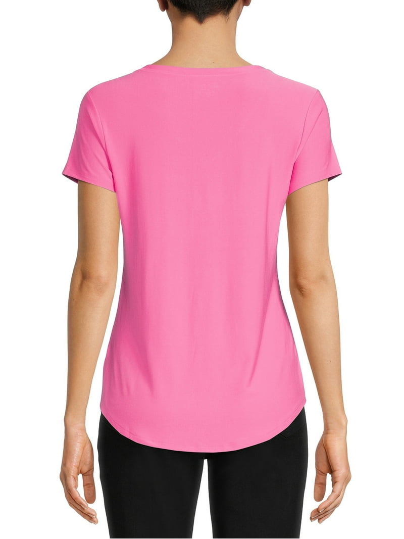 No Boundaries Women's Junior's Brushed V-Neck Short Sleeve T-Shirt