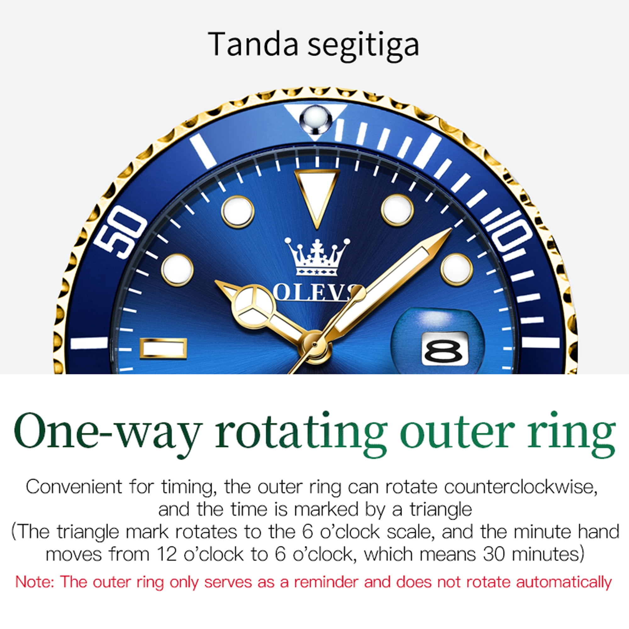 OLEVS Watches for Men Luxury Classic Dress Analog Quartz Fashion Two Tone Gold Plated Stainless Steel Date Waterproof Luminous Mens Wrist Watches Reloj Para Hombre Green/Black/Blue