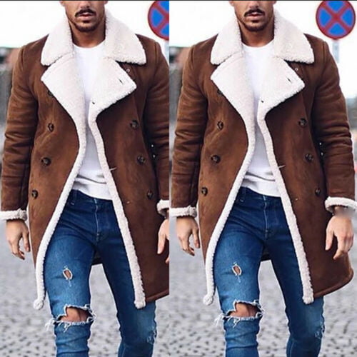 Men S Fur Fleece Fashion Trench Coat, Stylish Trench Coat Mens