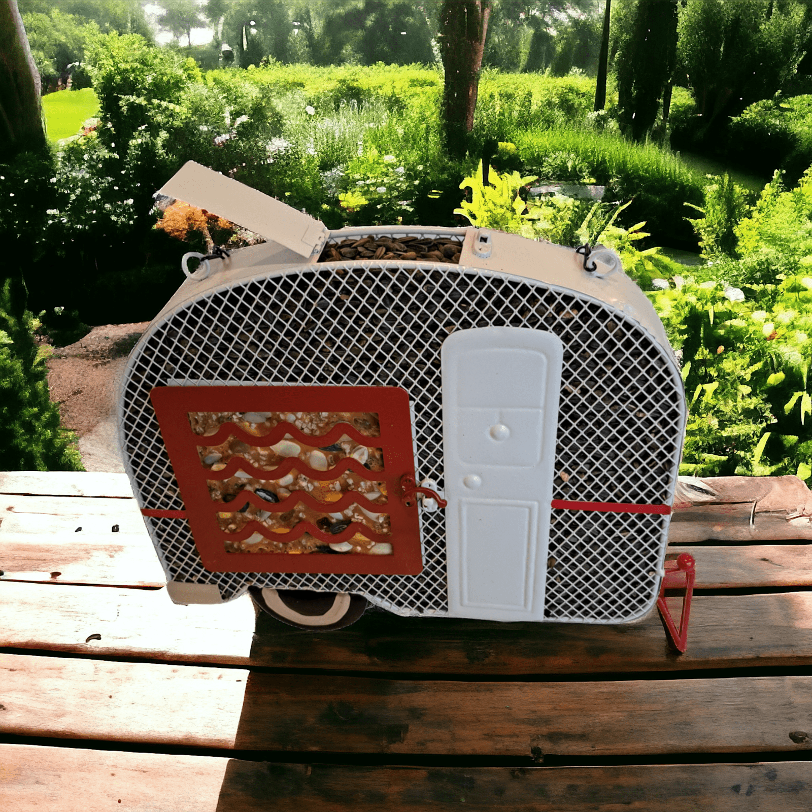 Gift Essentials Mesh Bird Feeder, Metal Sunflower Seed and Suet Feeder, White Camper