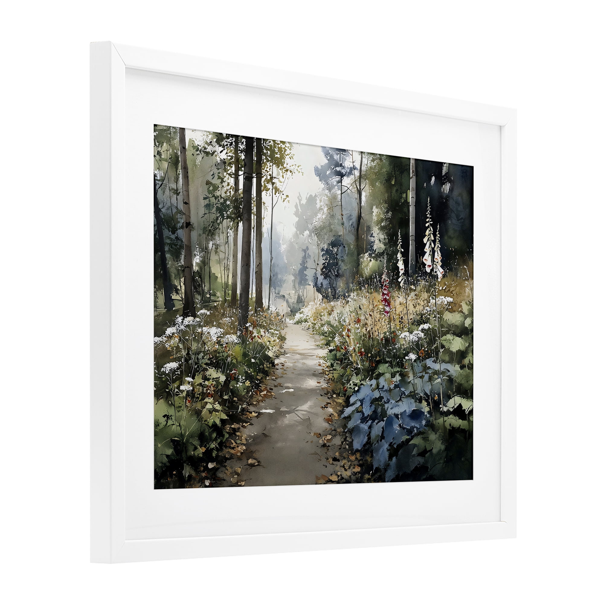 Stupell Industries Foliage Forest at Dusk White Framed Print Under Glass, design by Franklyn Gregory