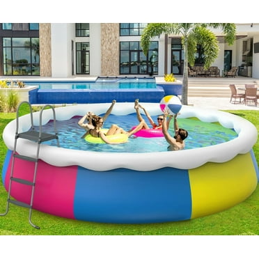 Fenbeli 18ft x 48in Round Inflatable Top Ring Swimming Pool, Multicolor