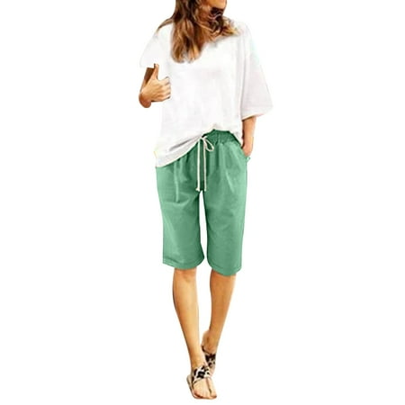 Women Summer Pants Plus Women Jean Shorts Size High Waisted Shorts Women s Shorts Casual Plus Size Lacing Beach Workout Pocket Plus Size Boy Shorts Underwear for Women Five Point Pants
