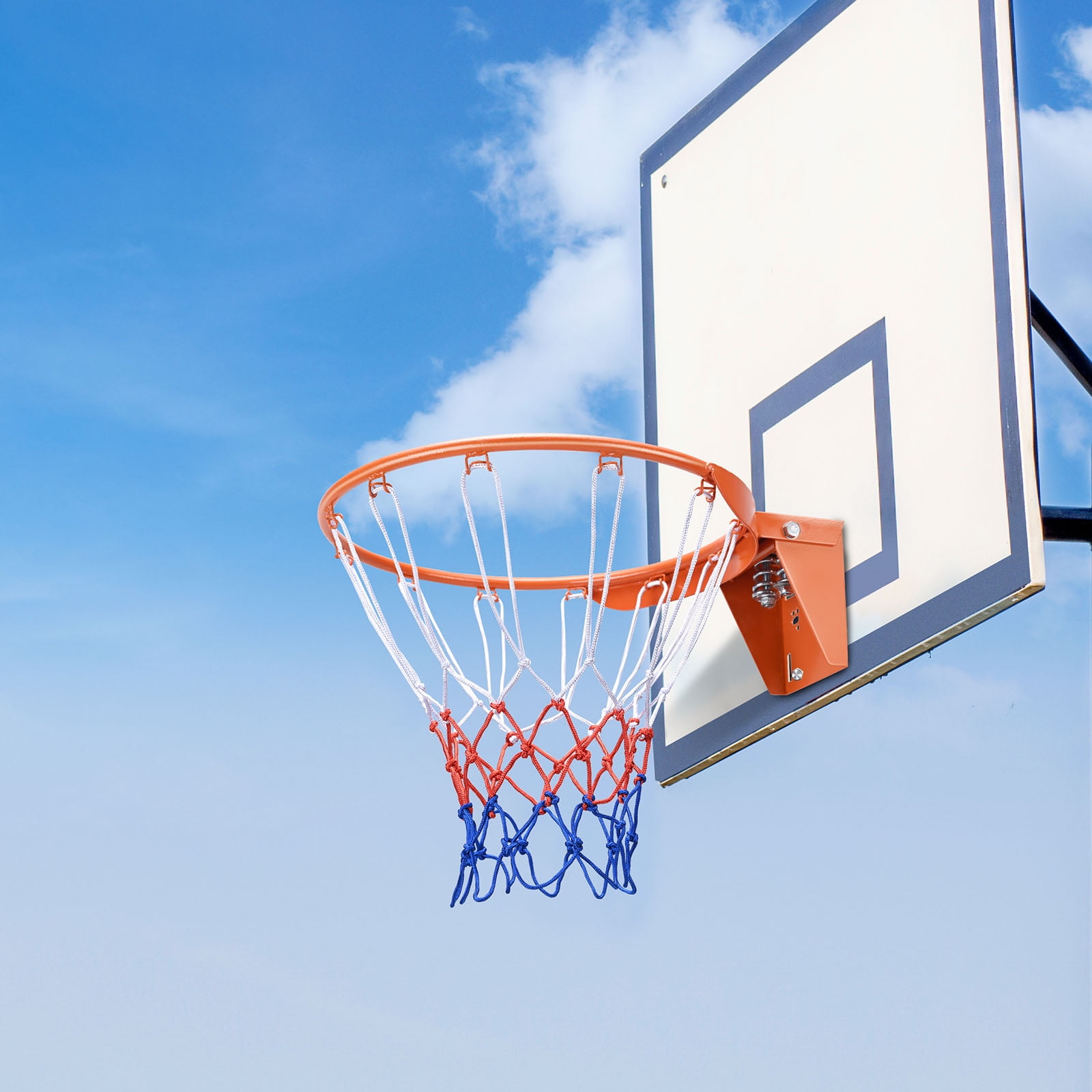 KFFKFF Basketball Rim Replacement Outdoor Heavy Duty Hanging Flex Hoop Net,18" Separate-Frame Basketball Hoop, Suitable for all Age Groups