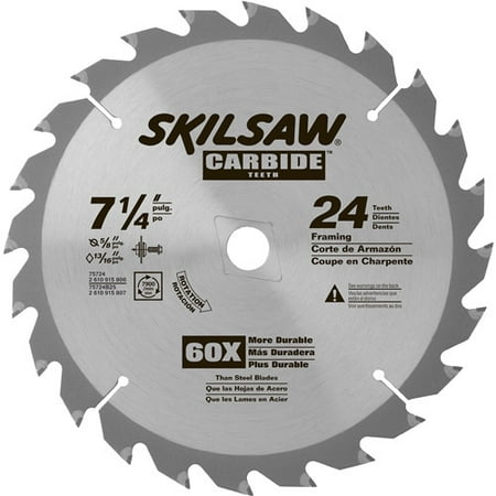 SKIL 7-1/4-Inch 24-Tooth Carbide Tipped Saw Blade, (Best Saw Blade To Cut Trex Decking)