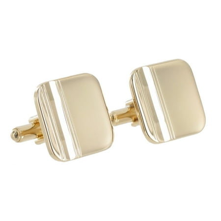 Gold Tone Stud Cufflinks - Gold Tone Rounded Square Etched Toggle Back Mens Cufflinks