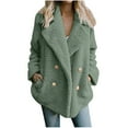 thumbnail image 3 of Juebong Fleece Cardigans for Women Sherpa Jackets Shaggy Fuzzy Warm Teddy Cozy Sweaters with Pockets Button Casual Soft Winter Coats Outerwear Green,M, 3 of 8