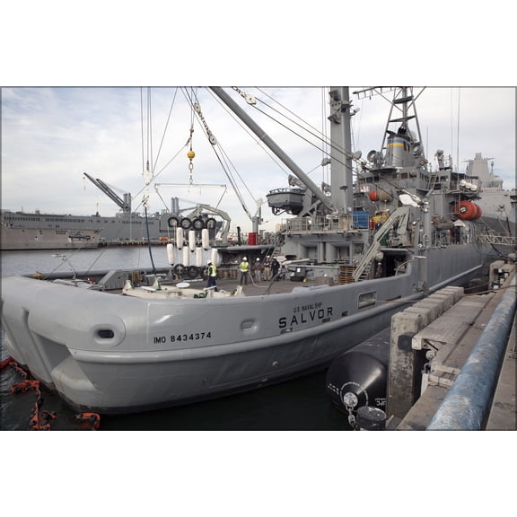 24"x36" Gallery Poster, USNS Salvor, salvage ship, at Naval Base San Diego