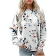 thumbnail image 2 of Fznquz Casual Womens Fall Sweatshirts Crewneck Pullover Sweatshirt White Long Sleeve No Hood 2025 Women's Clothing, 2 of 5