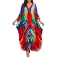 thumbnail image 1 of Riforla Cache-Maillots pour Maillots de Bain Grande Taille Robe Caftan Col en V Manches Chauve-Souris Imprimé Floral Sortie de Plage Robe de Protection Solaire Rouge Taille Unique, 1 of 7