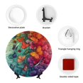 thumbnail image 4 of Yiaed Butterfly Flower Cascade Print Bone China Decorative Plate Ceramic Dinner Plates Art Crafts with Display Stand-8in, 4 of 6