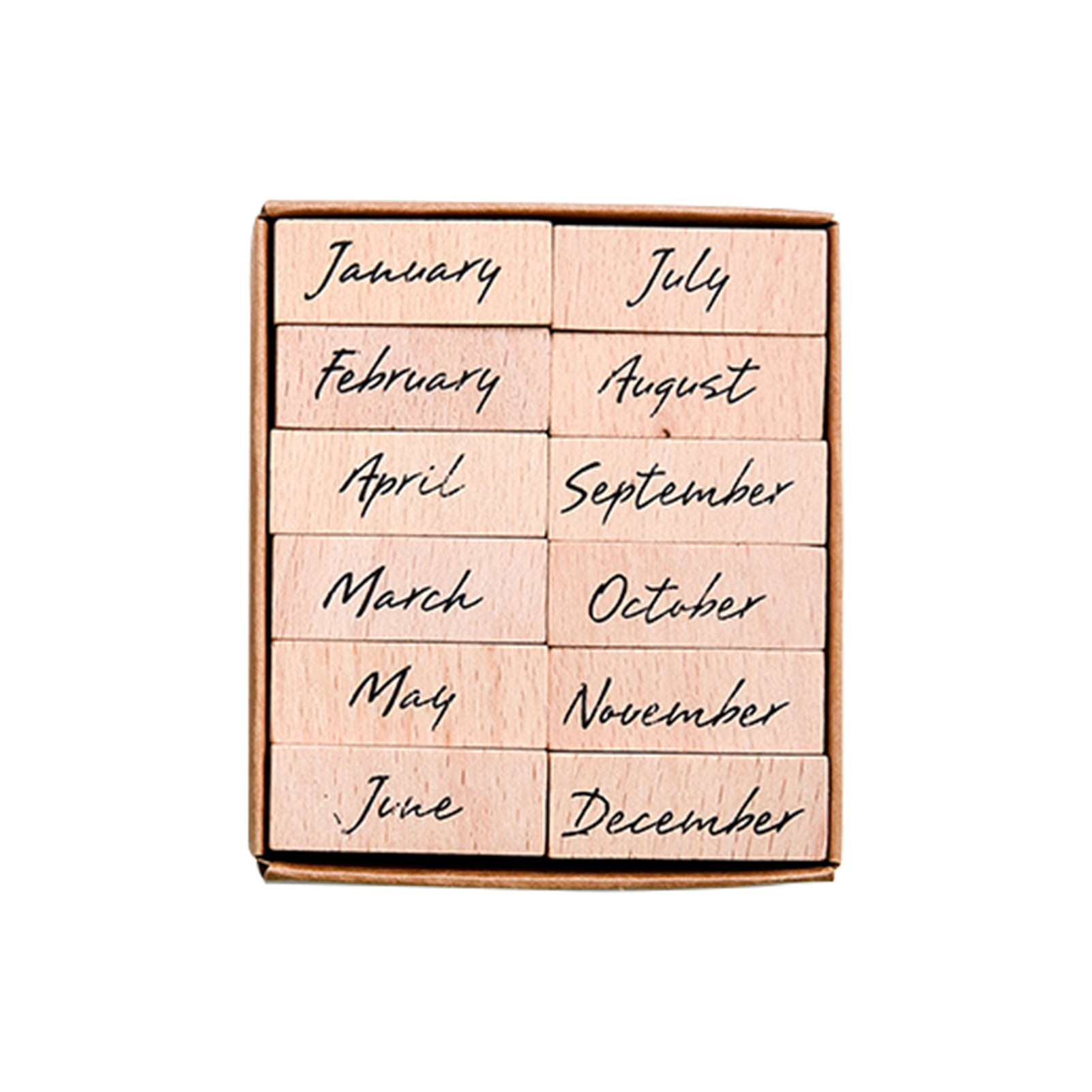 Hesroicy 1 Set Month Stamp Complete Printing Fine Workmanship  Multifunctional Wooden Stamp for Gift