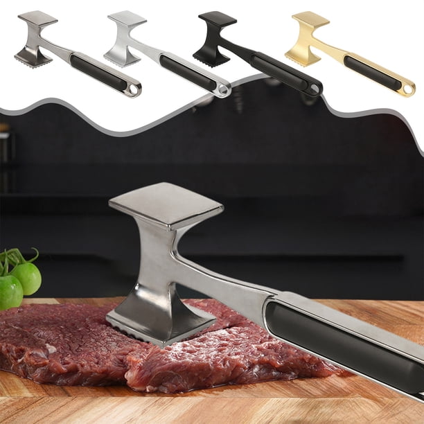 Ablandador De Carne De Aleación De Aluminio Ablandador de carne de aleación de aluminio negro con orificio para colgar, ideal para aplanar y machacar filetes de pollo (1 pieza). Rkxzt