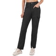 thumbnail image 2 of Hiauspor Womens Cargo Hiking Outdoor pants with 4 Zipper Pockets Qucik Dry Black XXL, 2 of 6