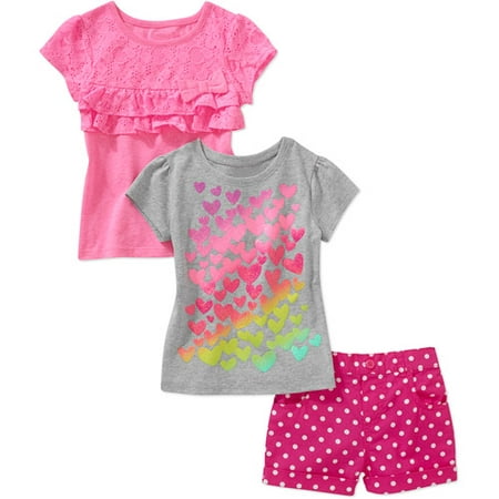 Garanimals Baby Toddler Girl Tees and Shorts 3-Piece Outfit Set ...