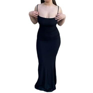 Bangyeer Women's Bodycon Maxi Dress Spaghetti Strap Low Cut Long Tight Dress Slim Fit Party Club Dress