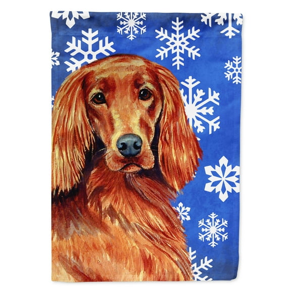 Carolines Treasures LH9299-FLAG-PARENT Irish Setter Winter Snowflakes Holiday Flag  multicolor