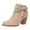 Beige, variant on Women's Tie Knot Ankle Boots Chunky Mid Heel Pointed Toe Side Zipper Fall Winter Chelsea Booties