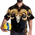 thumbnail image 4 of Aries Constellation Men's Casual Poplin Printed Button Down Short Sleeve Summer Beach Shirts - Unisex, 4 of 6