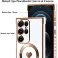 thumbnail image 2 of Compatible with Samsung S23 Ultra Magnetic Case for Women Girls,Light Luxury Cute Love Heart MagSafe Plating Electroplated Bling Case Raised Full Camera Lens Protection Phone Case-White, 2 of 7