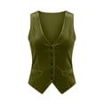 thumbnail image 7 of Zynoxe Vest Tops for Women 2026 Velvet Sleeveless V Neck Button down Fitted Waistcoat with Pockets Solid Color Casual Party Daily Summer Vest, 7 of 7