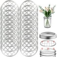 thumbnail image 2 of NUAHRHY 18Pcs Mason Jar Frog Lid 2.75 inches Metal Flower Frog Lids Silvery Mason Grid Flower Organizer Mason Canning Jar Inserts Home for Regular Mouth Canning Jars Floral Vases, 2 of 12