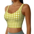 thumbnail image 2 of Fotbe Yellow Checkboard Pattern Womens' Sports Bra Longline Wirefree Padded with Medium Support Sports Moisture-Wicking Workou Vest,Tank Top-, 2 of 7