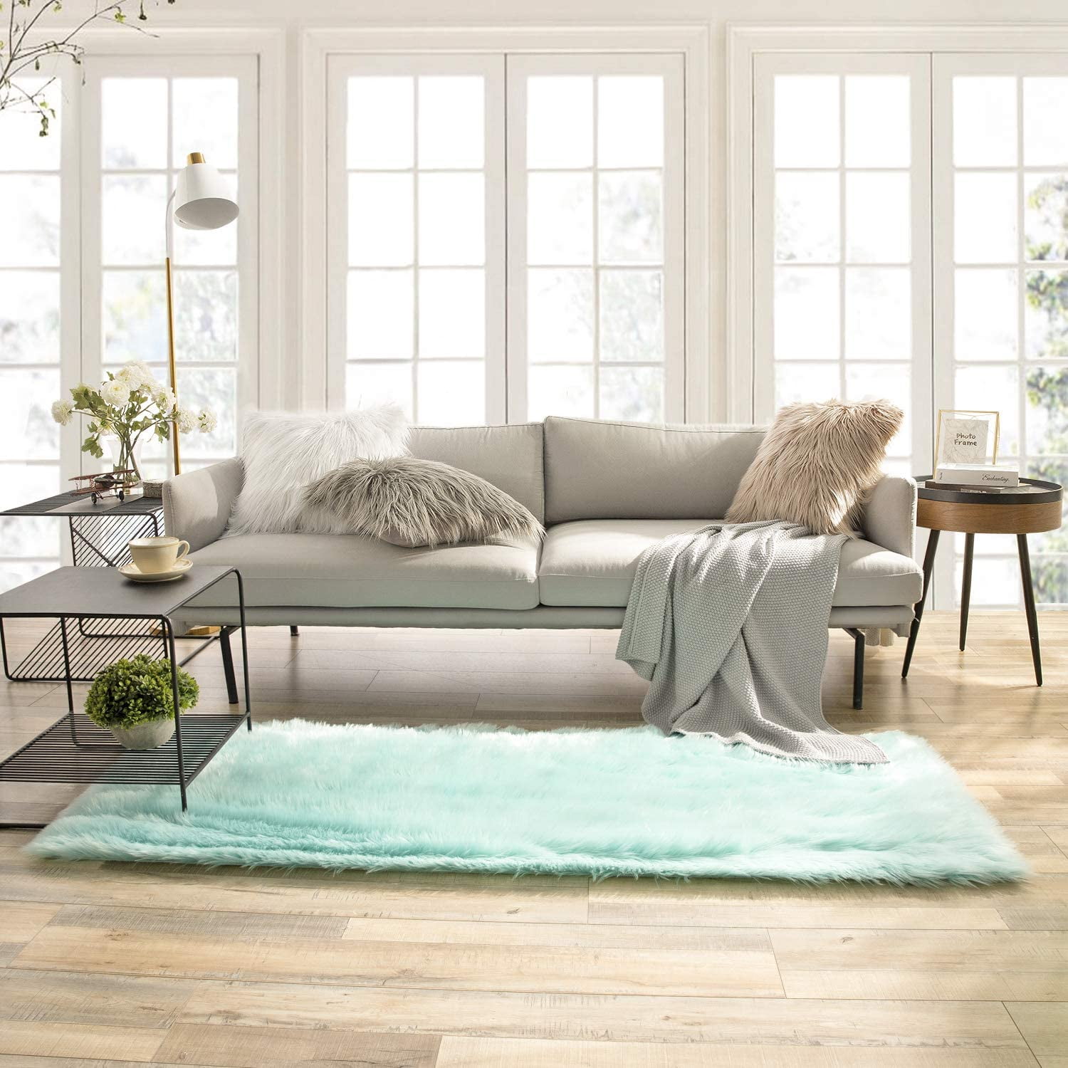 Soft Faux Sheepskin Fur Chair Couch Cover Area Rug for Bedroom Floor