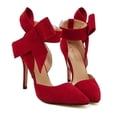 thumbnail image 2 of Sandalias de mujer con punta abierta y tacón alto con lazo súper grande, 2 of 4