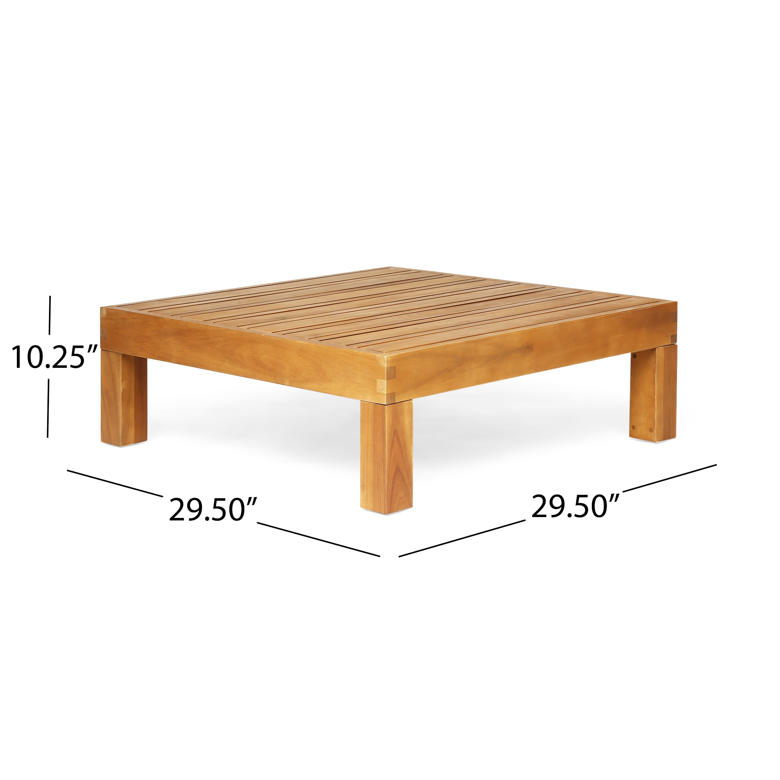 Graham Outdoor 9 Seater Acacia Wood Sectional Sofa Set, Teak Finish, Red